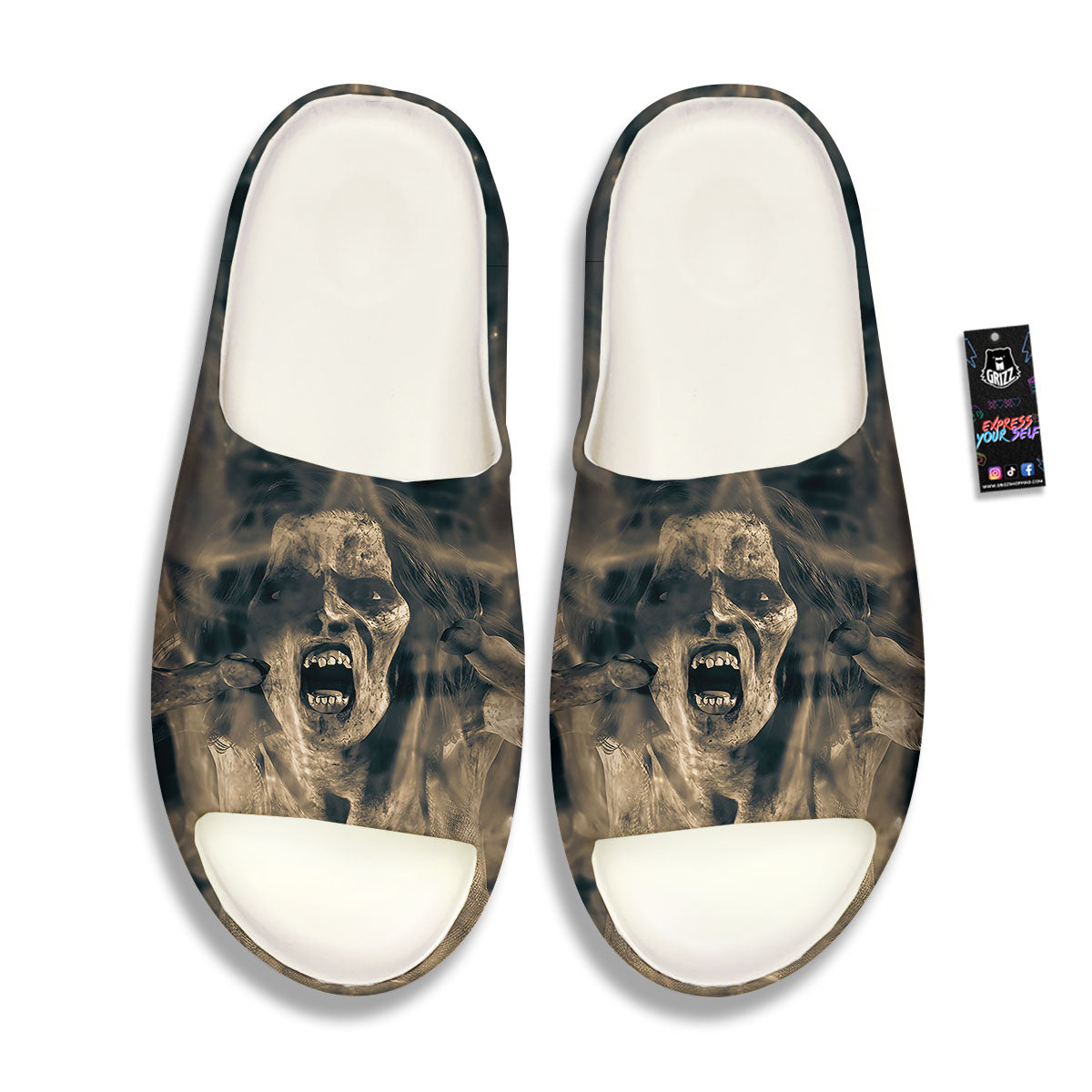 3D Screaming Ghost Horror Print Sandals-grizzshop