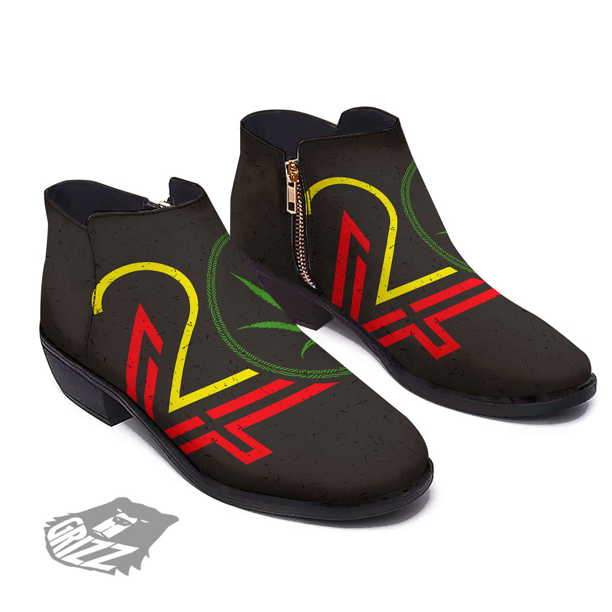 420 Rasta Print Ankle Boots-grizzshop
