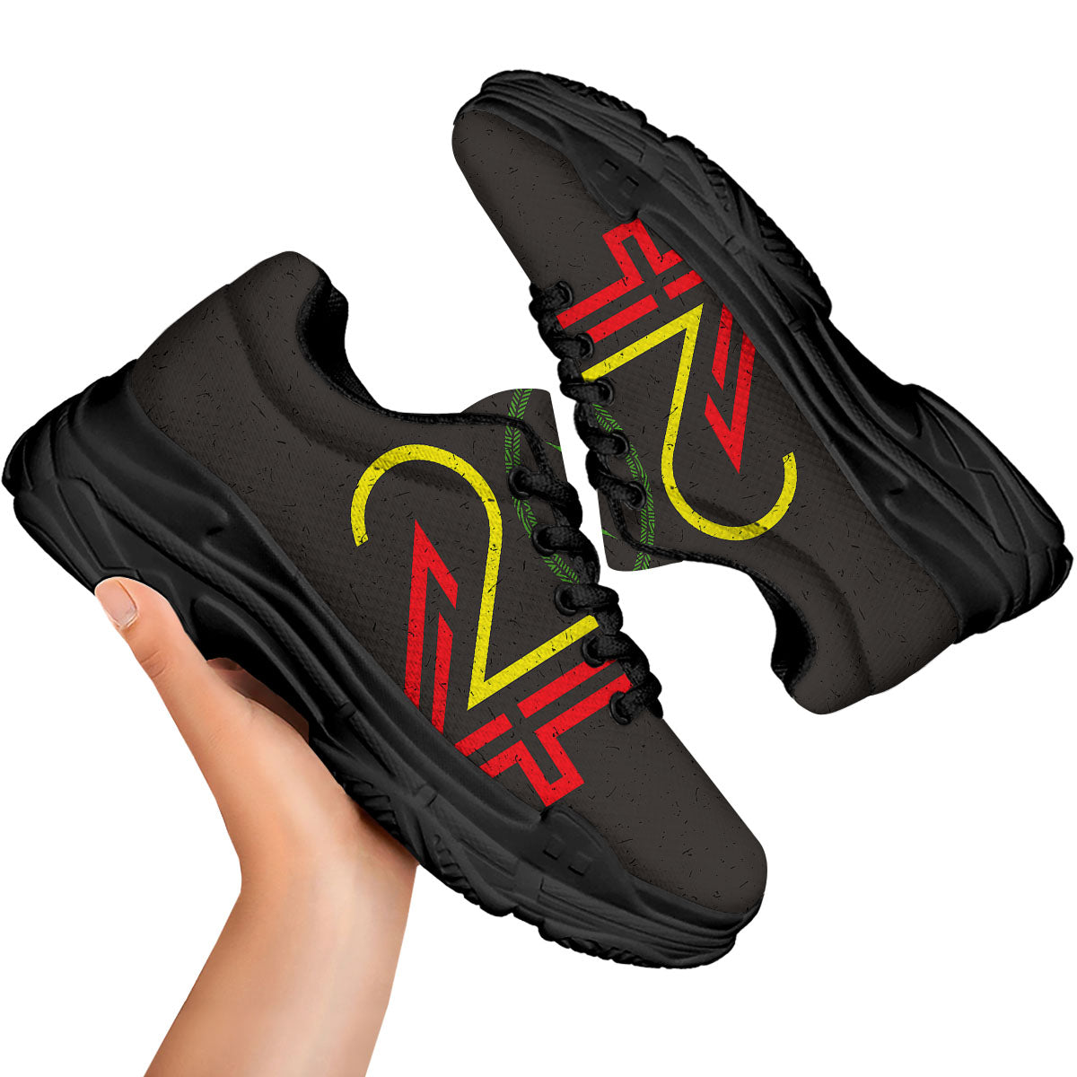 420 Rasta Print Black Chunky Shoes-grizzshop
