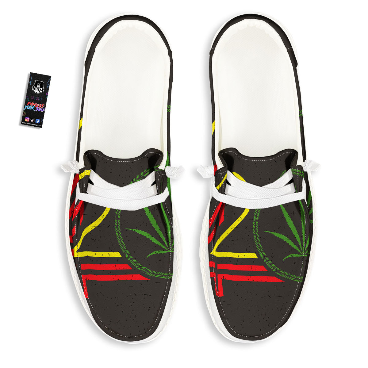 420 Rasta Print Black Loafers-grizzshop