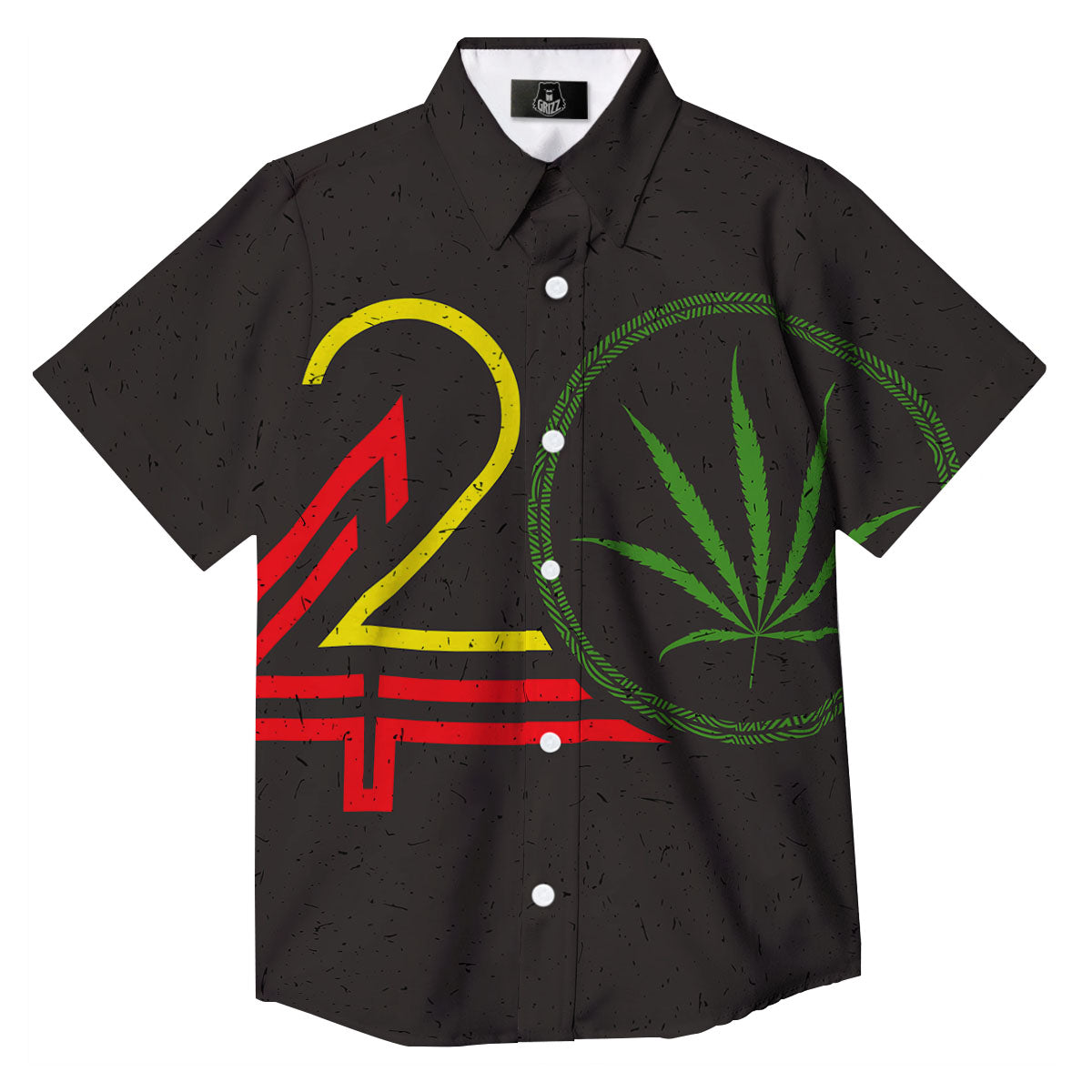 420 Rasta Print Button Up Shirt-grizzshop