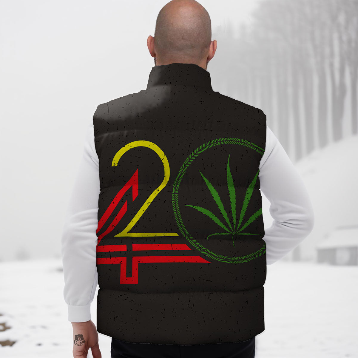 420 Rasta Print Down Vest-grizzshop