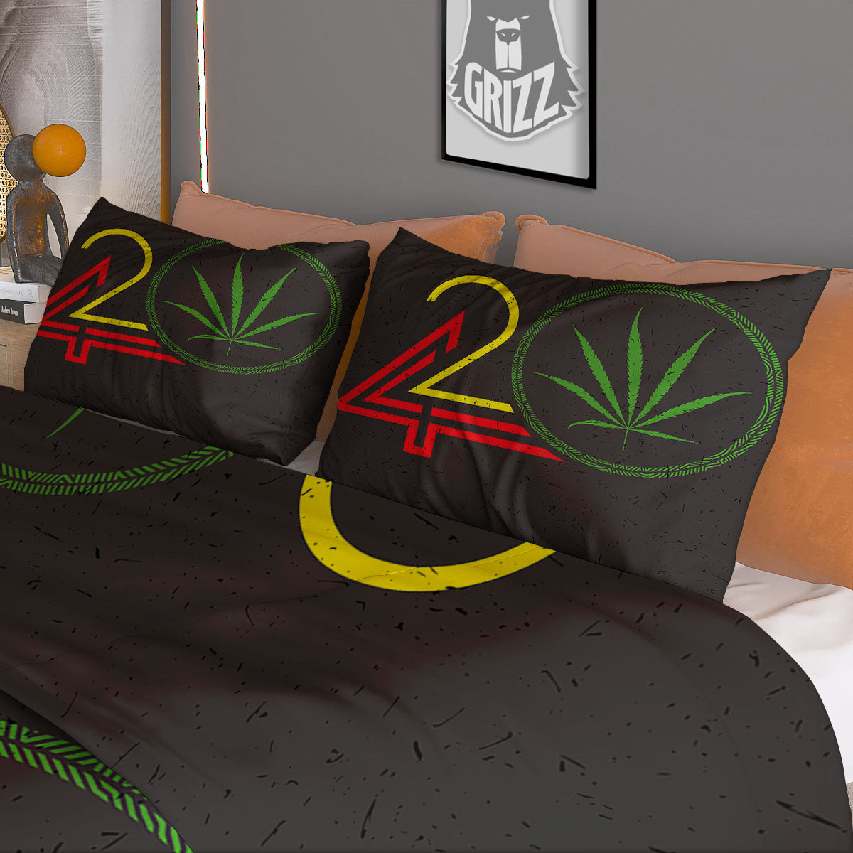 Acid Melt Yellow And Green Print Duvet Cover Bedding Set