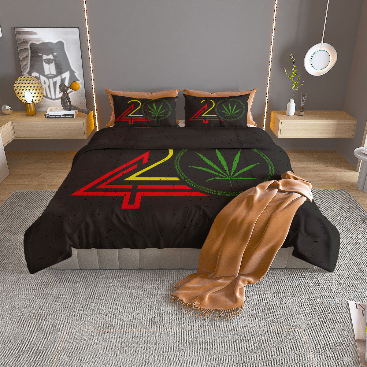Acid Melt Yellow And Green Print Duvet Cover Bedding Set
