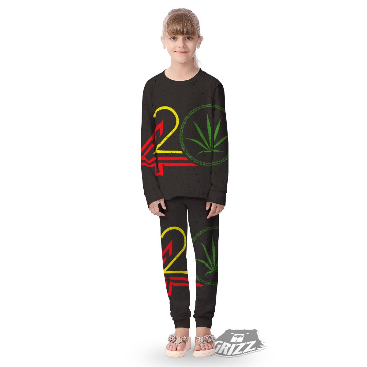 420 Rasta Print Kid's Pajamas-grizzshop