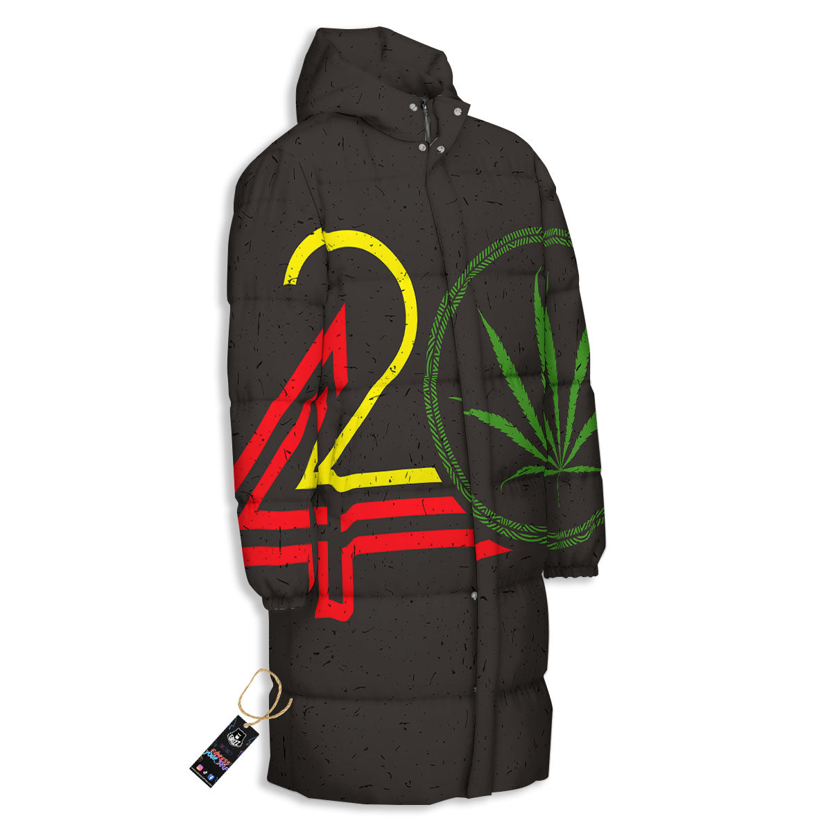 420 Rasta Print Long Down Jacket-grizzshop