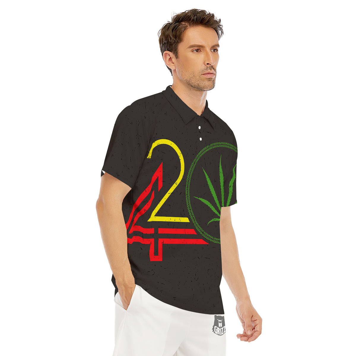420 Rasta Print Men's Golf Shirts-grizzshop