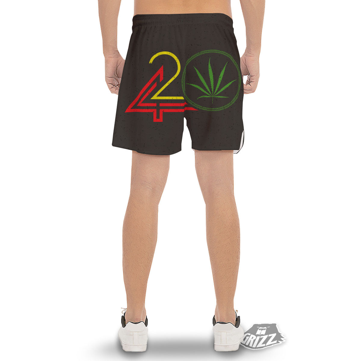 420 Rasta Print Men's Gym Shorts-grizzshop