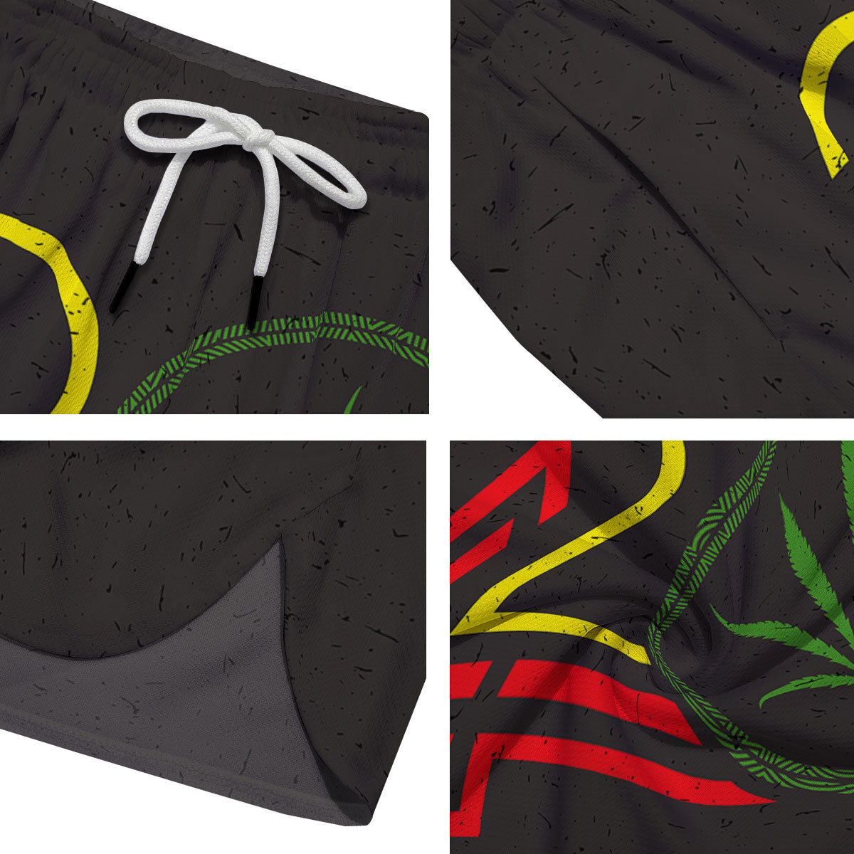 420 Rasta Print Men's Running Shorts-grizzshop