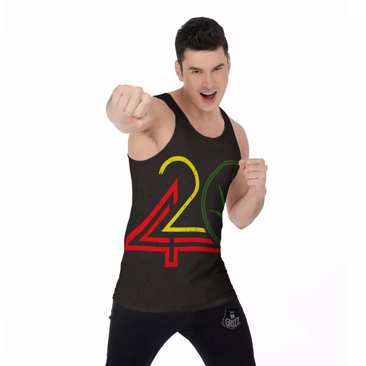 420 Rasta Print Men's Tank Top-grizzshop