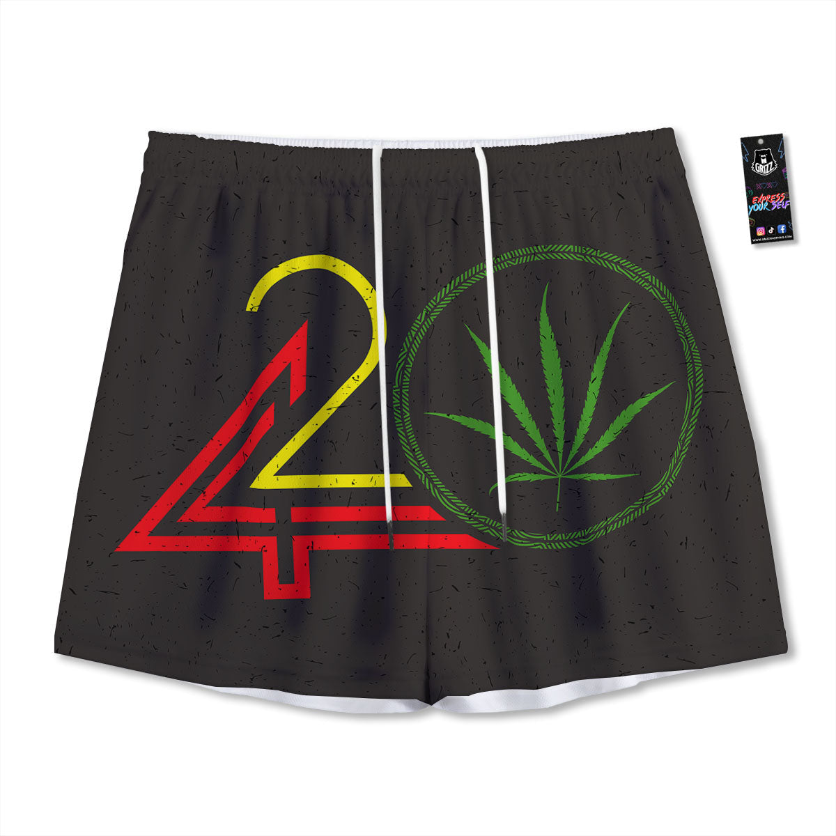 420 Rasta Print Mesh Shorts
