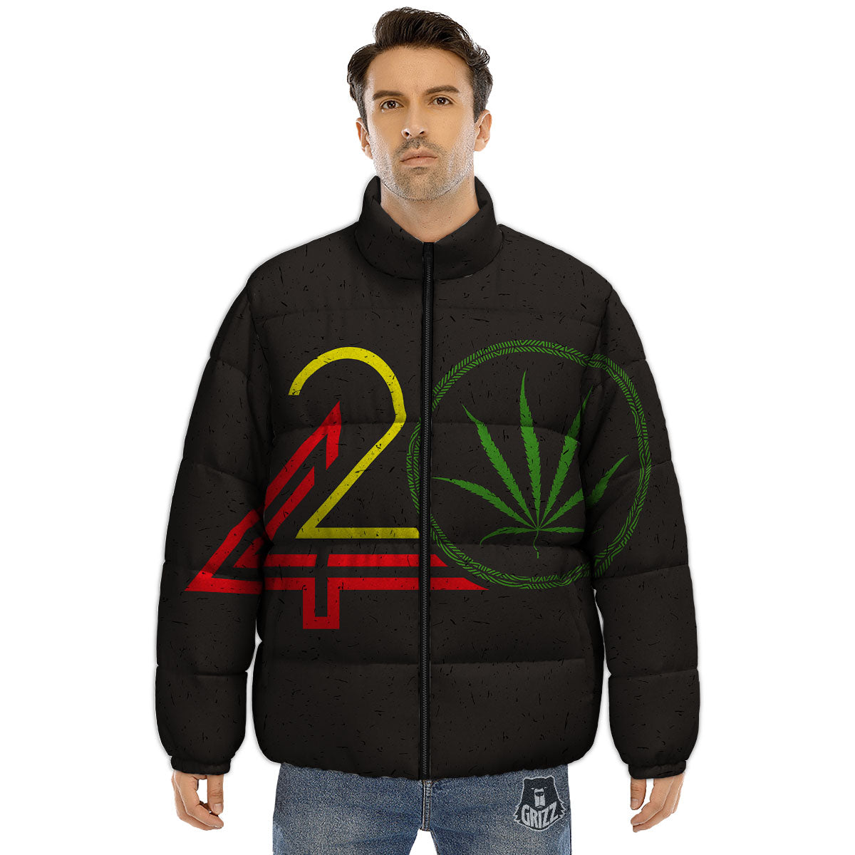 420 Rasta Print Puffer Jacket-grizzshop