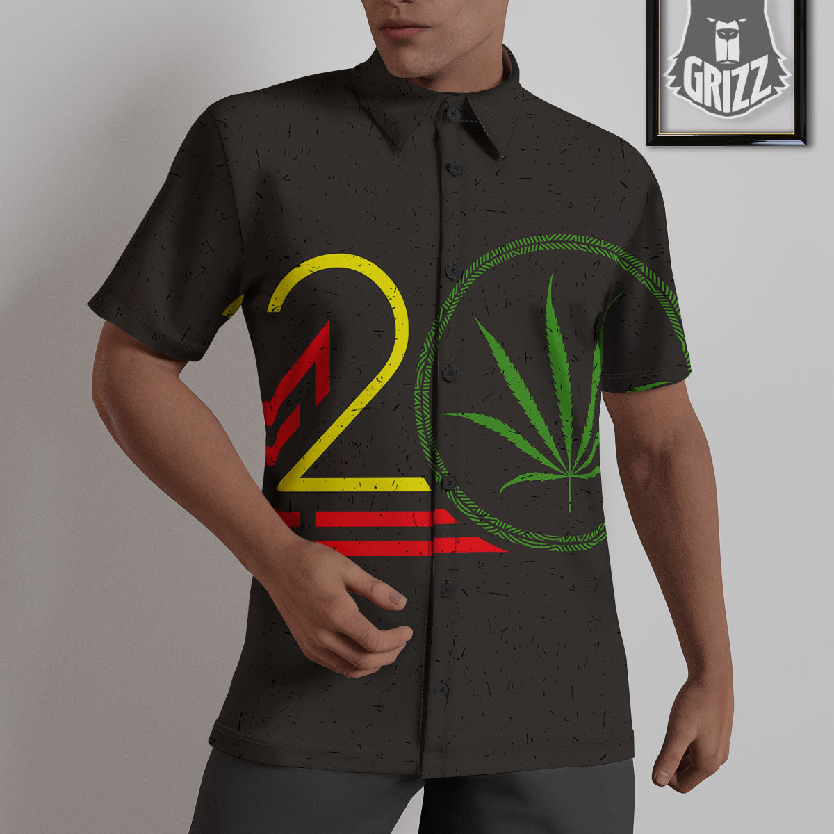 420 Rasta Print Untucked Shirts-grizzshop
