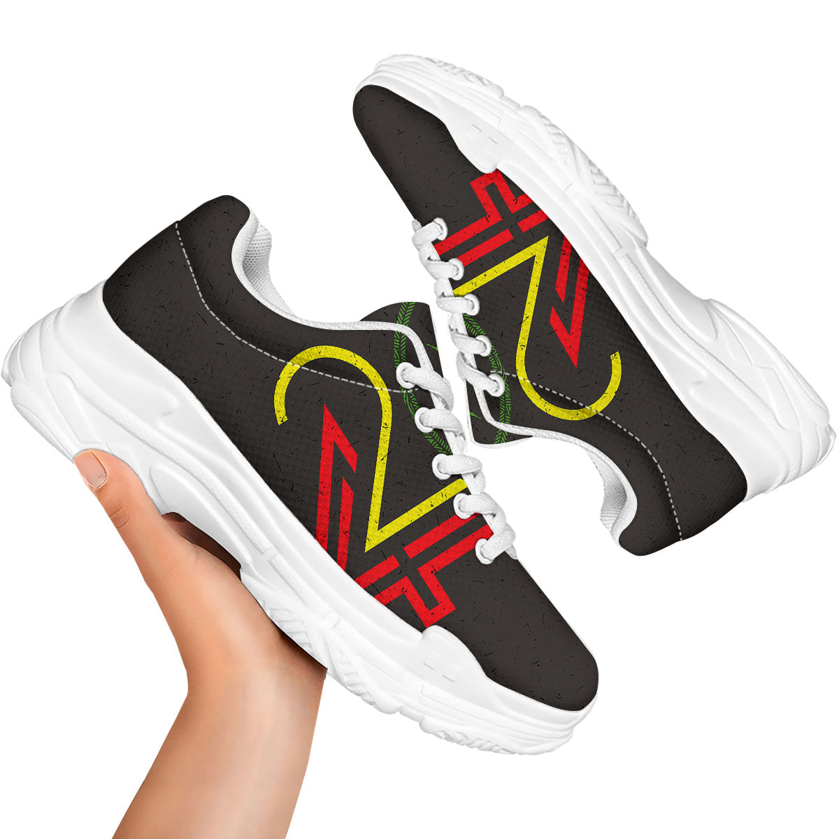 420 Rasta Print White Chunky Shoes-grizzshop