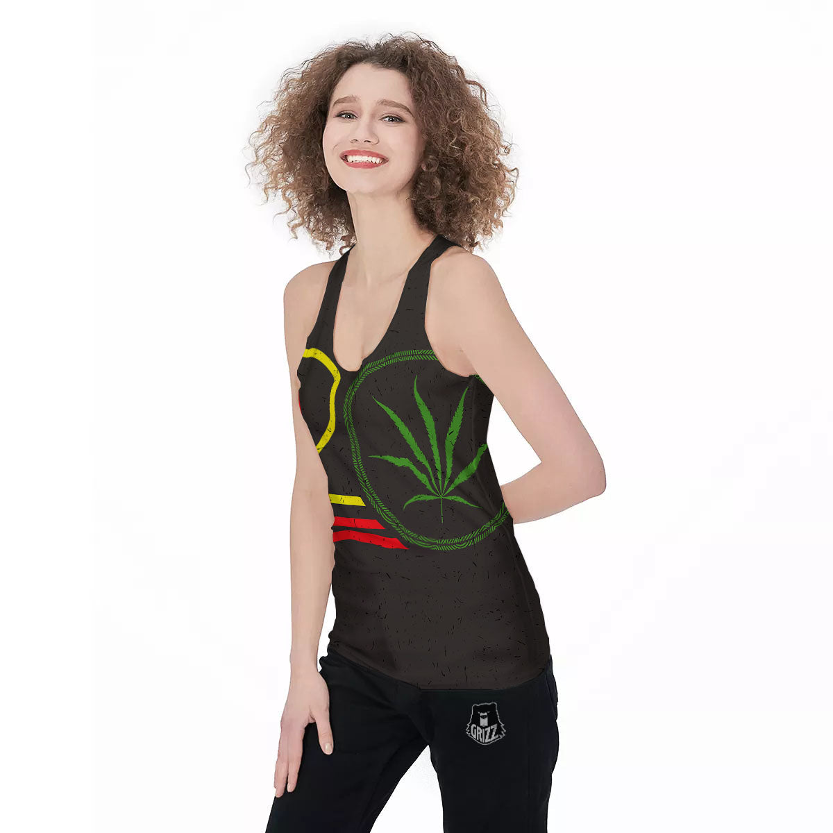 420 Rasta Print Women's Racerback Tank Top-grizzshop