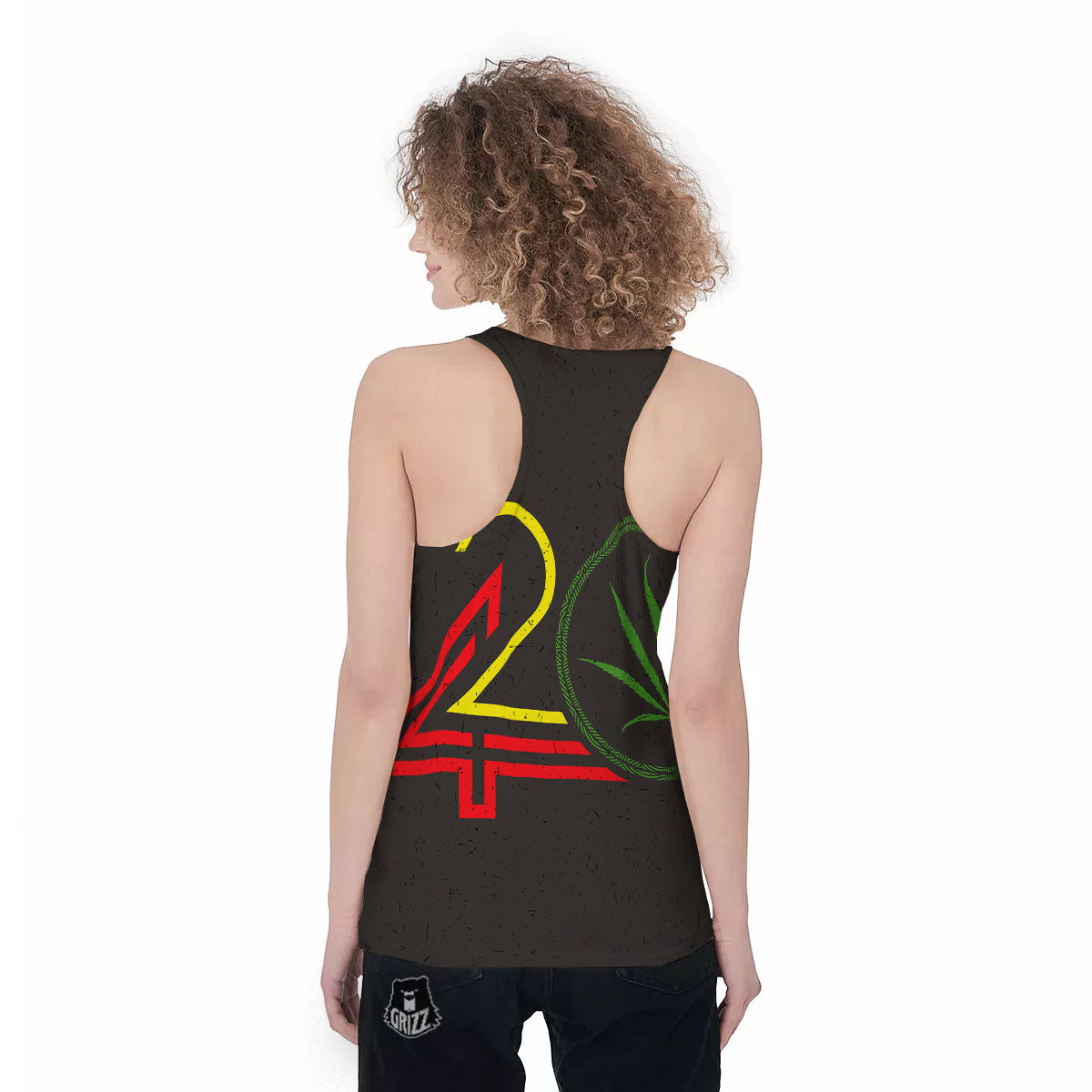 420 Rasta Print Women's Racerback Tank Top-grizzshop