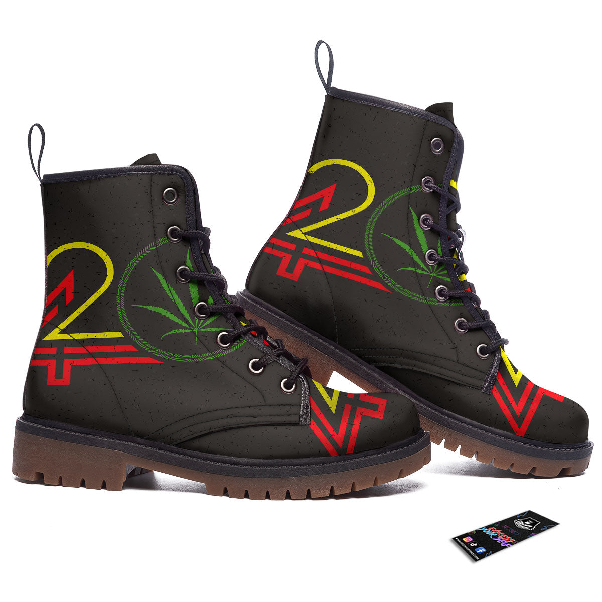 420 Rasta Print Work Boots-grizzshop