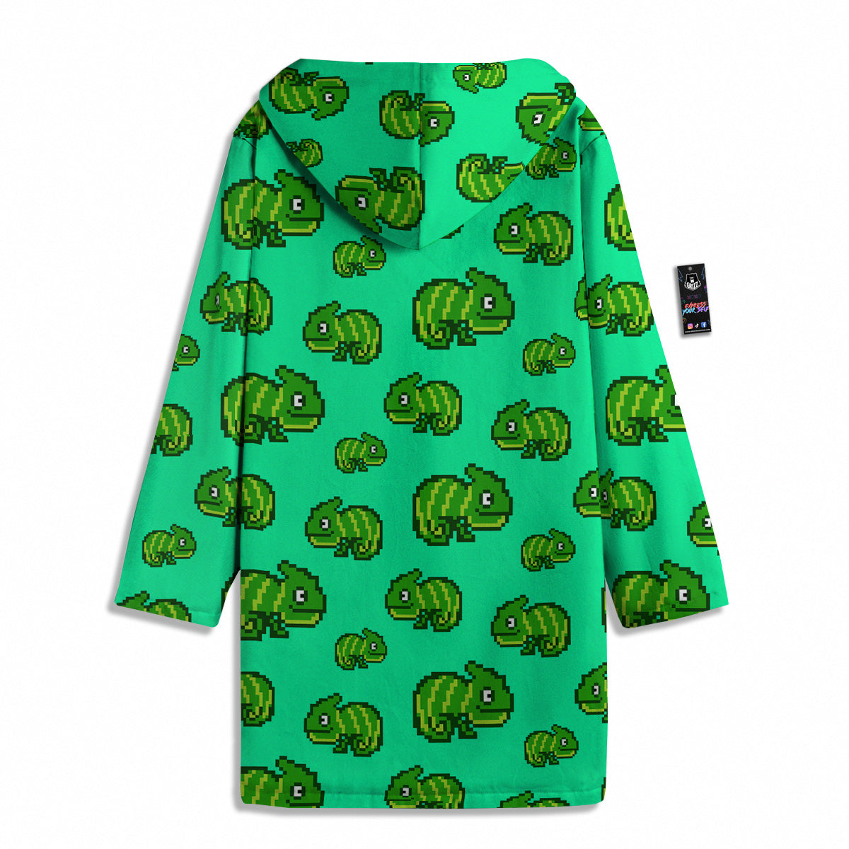 8 Bit Pixel Green Chameleons Print Pattern Men's Windbreaker Jacket-grizzshop