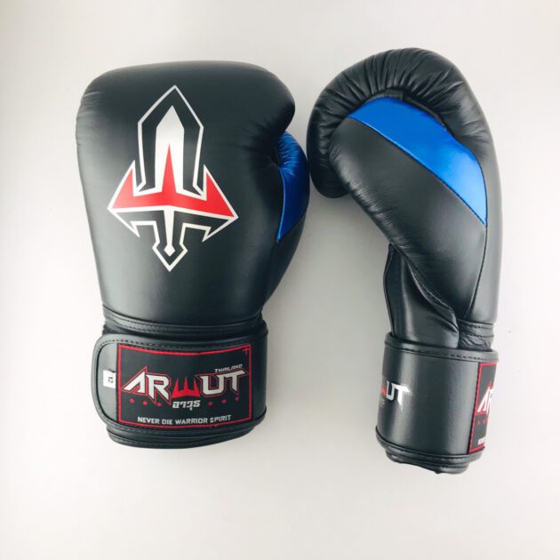 ARWUT “BLACK EDITION” MUAY THAI BOXING GLOVES BG2 BLACK/BLUE-grizzshop