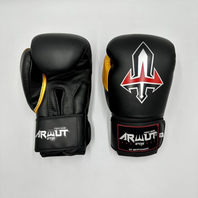 ARWUT “BLACK EDITION” MUAY THAI BOXING GLOVES BG2 BLACK/GOLD-grizzshop