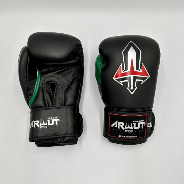 ARWUT “BLACK EDITION” MUAY THAI BOXING GLOVES BG2 BLACK/GREEN-grizzshop