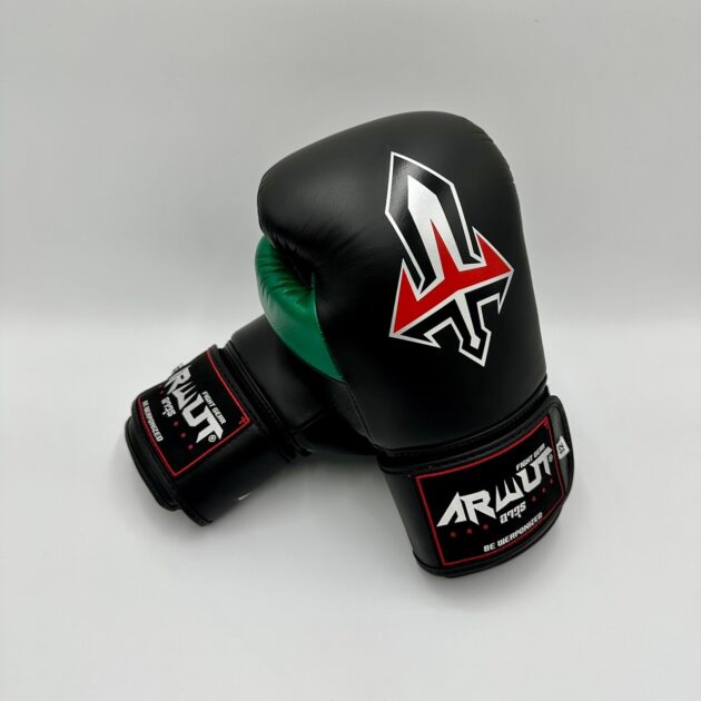 ARWUT “BLACK EDITION” MUAY THAI BOXING GLOVES BG2 BLACK/GREEN-grizzshop