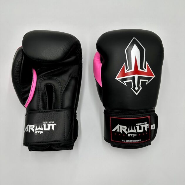 ARWUT “BLACK EDITION” MUAY THAI BOXING GLOVES BG2 BLACK/PINK-grizzshop