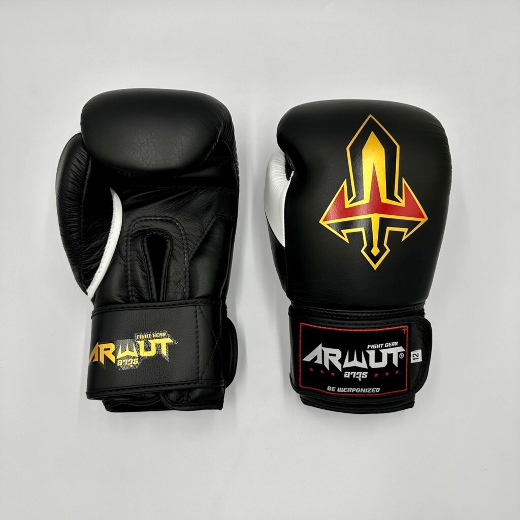 ARWUT “BLACK EDITION” MUAY THAI BOXING GLOVES BG2 BLACK/WHITE-grizzshop