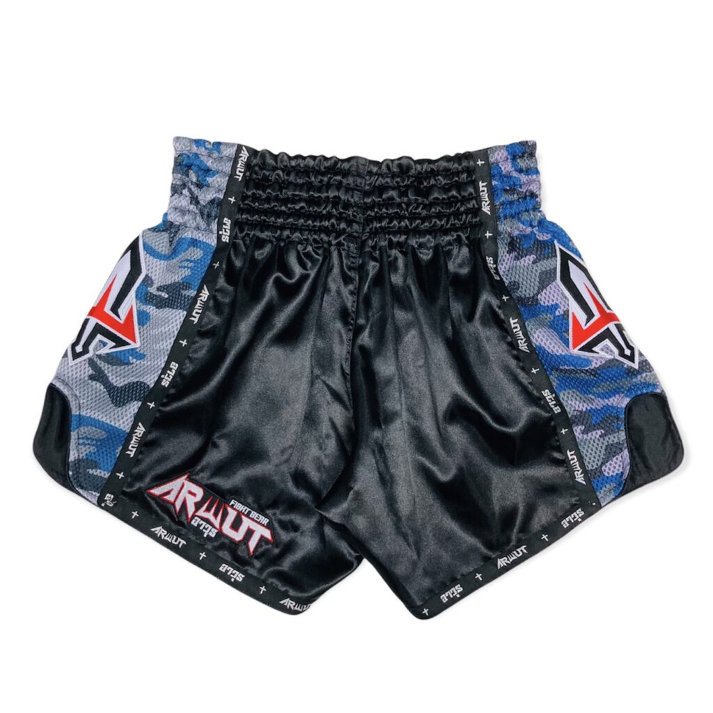 ARWUT CAMO EDITION MUAY THAI SHORTS BS2 BLACK/BLUE CAMO-grizzshop