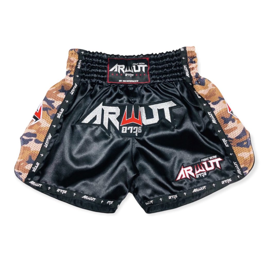 ARWUT CAMO EDITION MUAY THAI SHORTS BS2 BLACK/BROWN CAMO-grizzshop