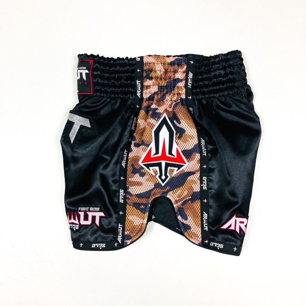 ARWUT CAMO EDITION MUAY THAI SHORTS BS2 BLACK/BROWN CAMO-grizzshop