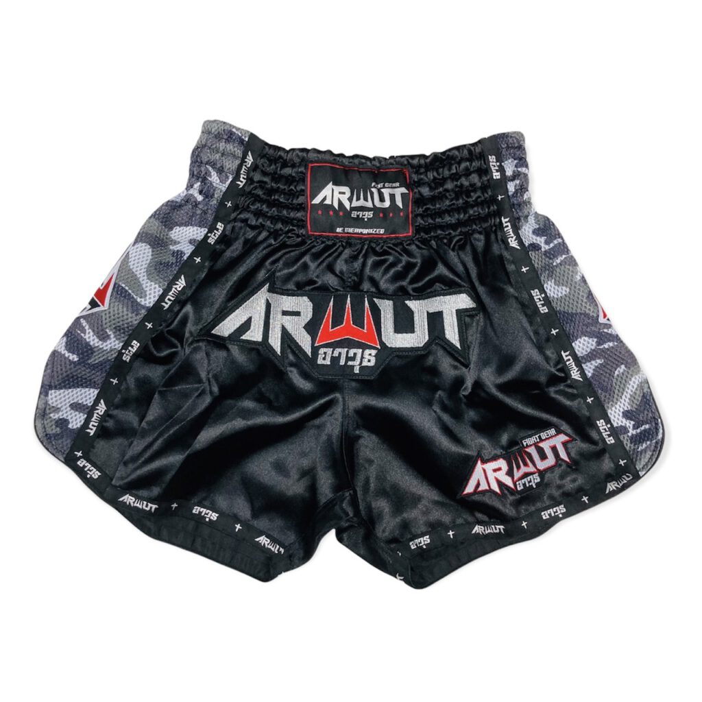 ARWUT CAMO EDITION MUAY THAI SHORTS BS2 BLACK/GREEN CAMO-grizzshop