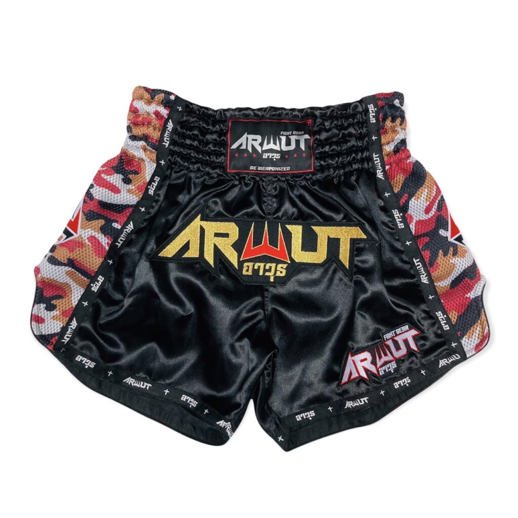 ARWUT CAMO EDITION MUAY THAI SHORTS BS2 BLACK/RED CAMO-grizzshop