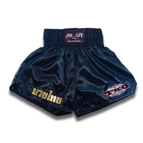 ARWUT CLASSIC BLACK MUAY THAI SHORTS BS1 BLACK/GOLD-grizzshop