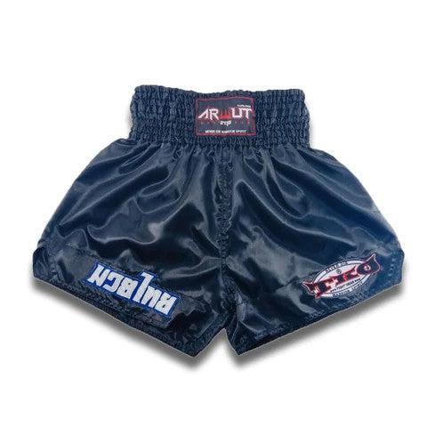 ARWUT CLASSIC BLACK MUAY THAI SHORTS BS1 SILVER/BLUE-grizzshop