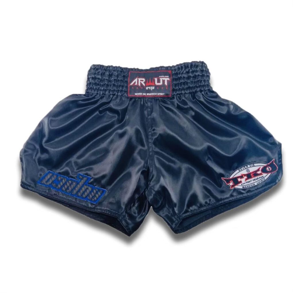 ARWUT CLASSIC BLACK MUAY THAI SHORTS BS4 BLACK/BLUE-grizzshop