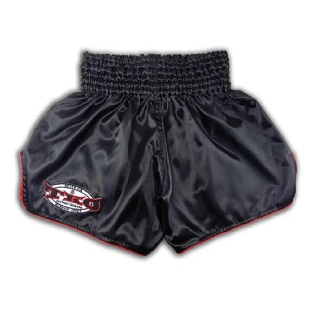 ARWUT CLASSIC BLACK MUAY THAI SHORTS BS4 RED TRIMS-grizzshop