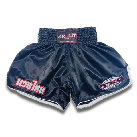 ARWUT CLASSIC BLACK MUAY THAI SHORTS BS4 WHITE TRIMS-grizzshop