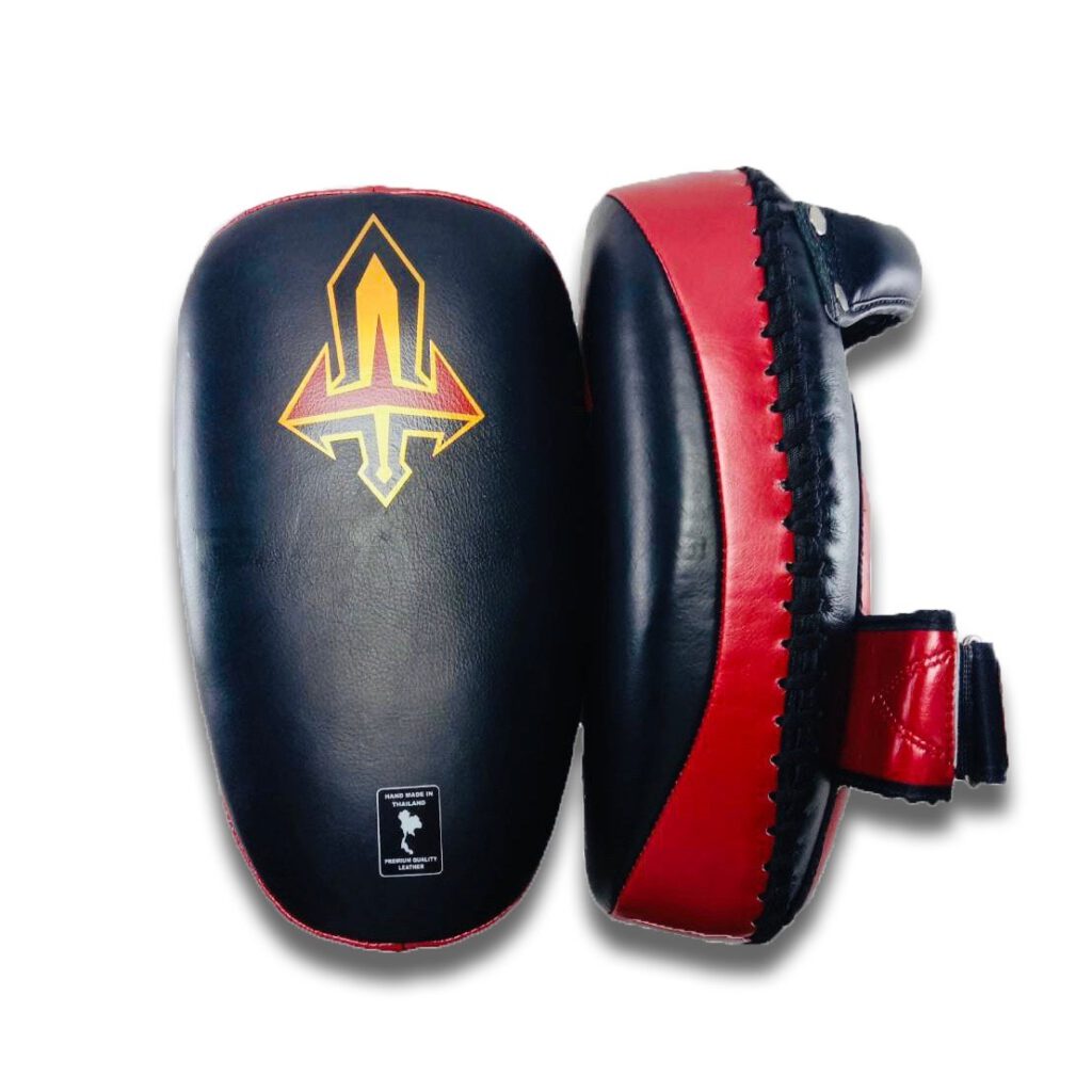 ARWUT CURVED KICK PADS KP1 BLACK/RED (GENUINE LEATHER)-grizzshop