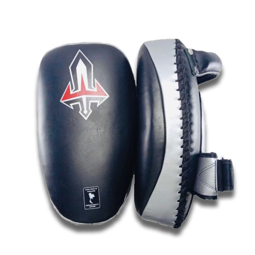ARWUT CURVED KICK PADS KP1 BLACK/SILVER (GENUINE LEATHER)-grizzshop