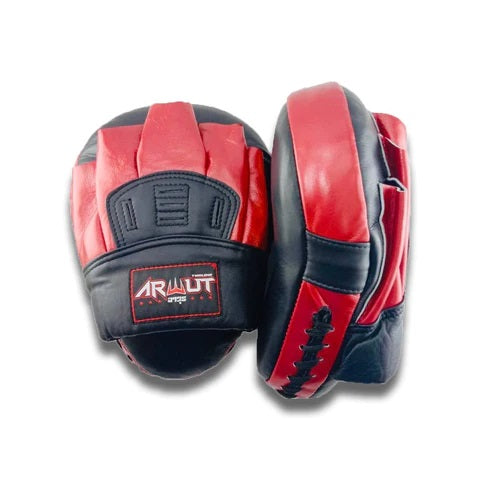 ARWUT FOCUS MITTS CURVED GENUINE LEATHER FMC1 BLACK/RED-grizzshop