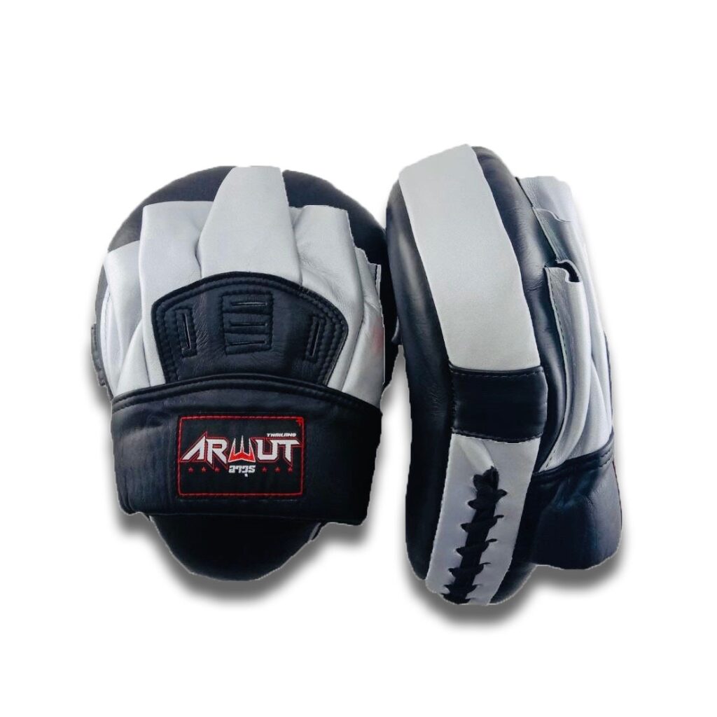 ARWUT FOCUS MITTS CURVED GENUINE LEATHER FMC1 BLACK/SILVER-grizzshop