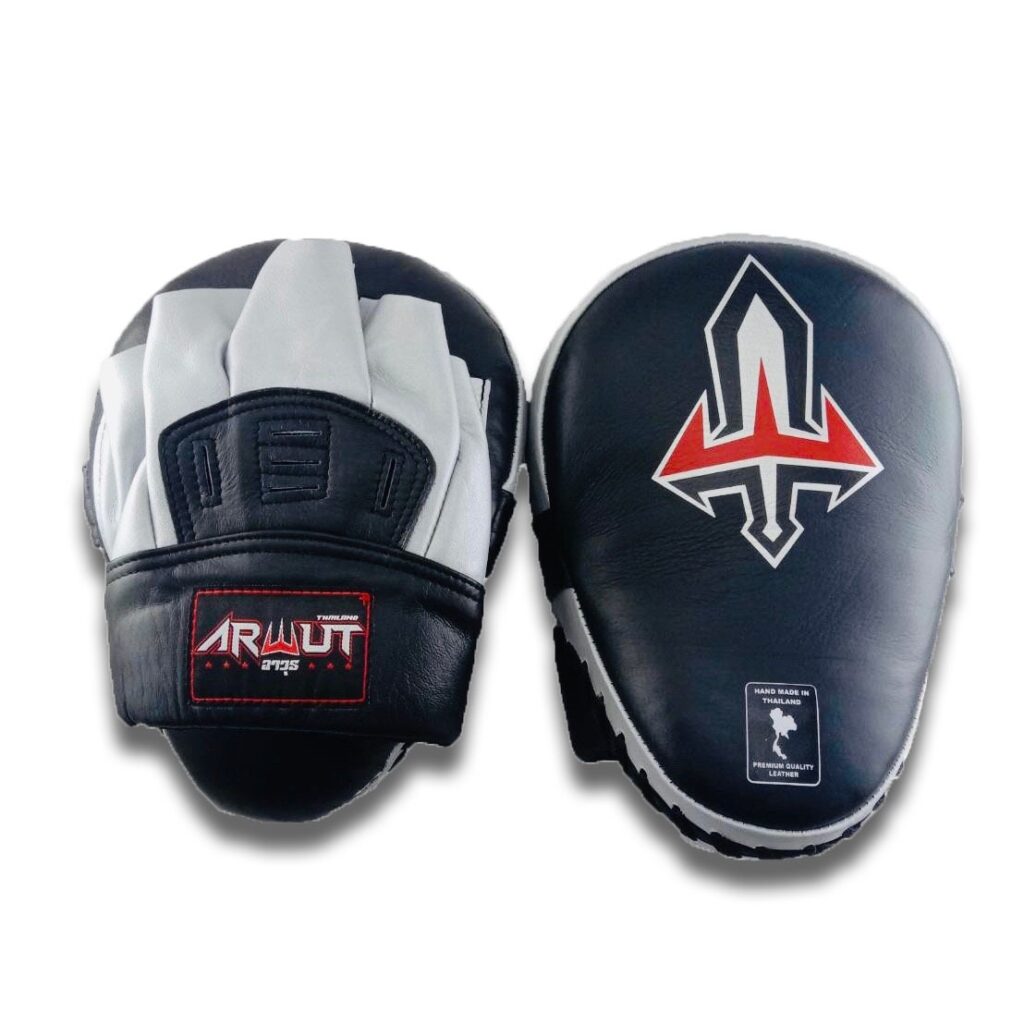 ARWUT FOCUS MITTS CURVED GENUINE LEATHER FMC1 BLACK/SILVER-grizzshop