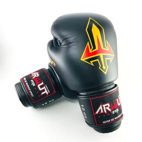 ARWUT MUAY THAI BOXING GLOVES BG1 BLACK-grizzshop