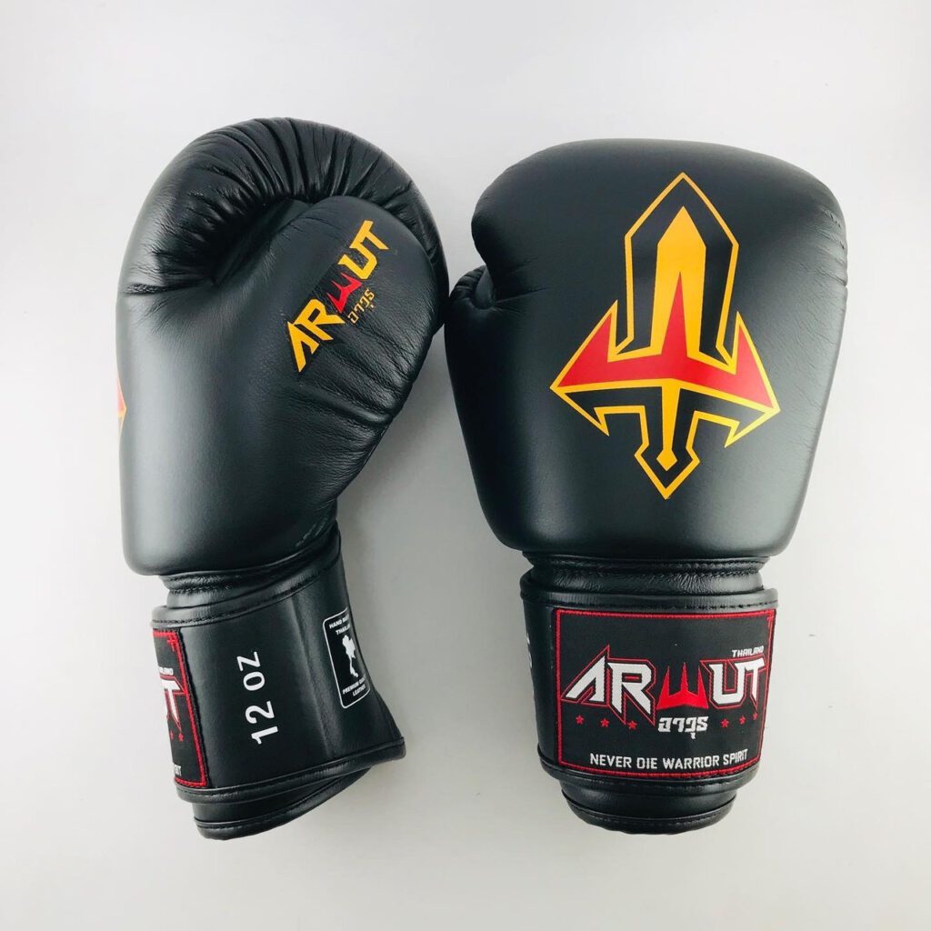 ARWUT MUAY THAI BOXING GLOVES BG1 BLACK-grizzshop