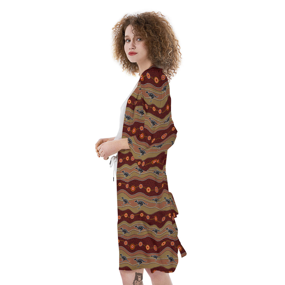 Aboriginal Australian Kangaroo Print Kimono-grizzshop