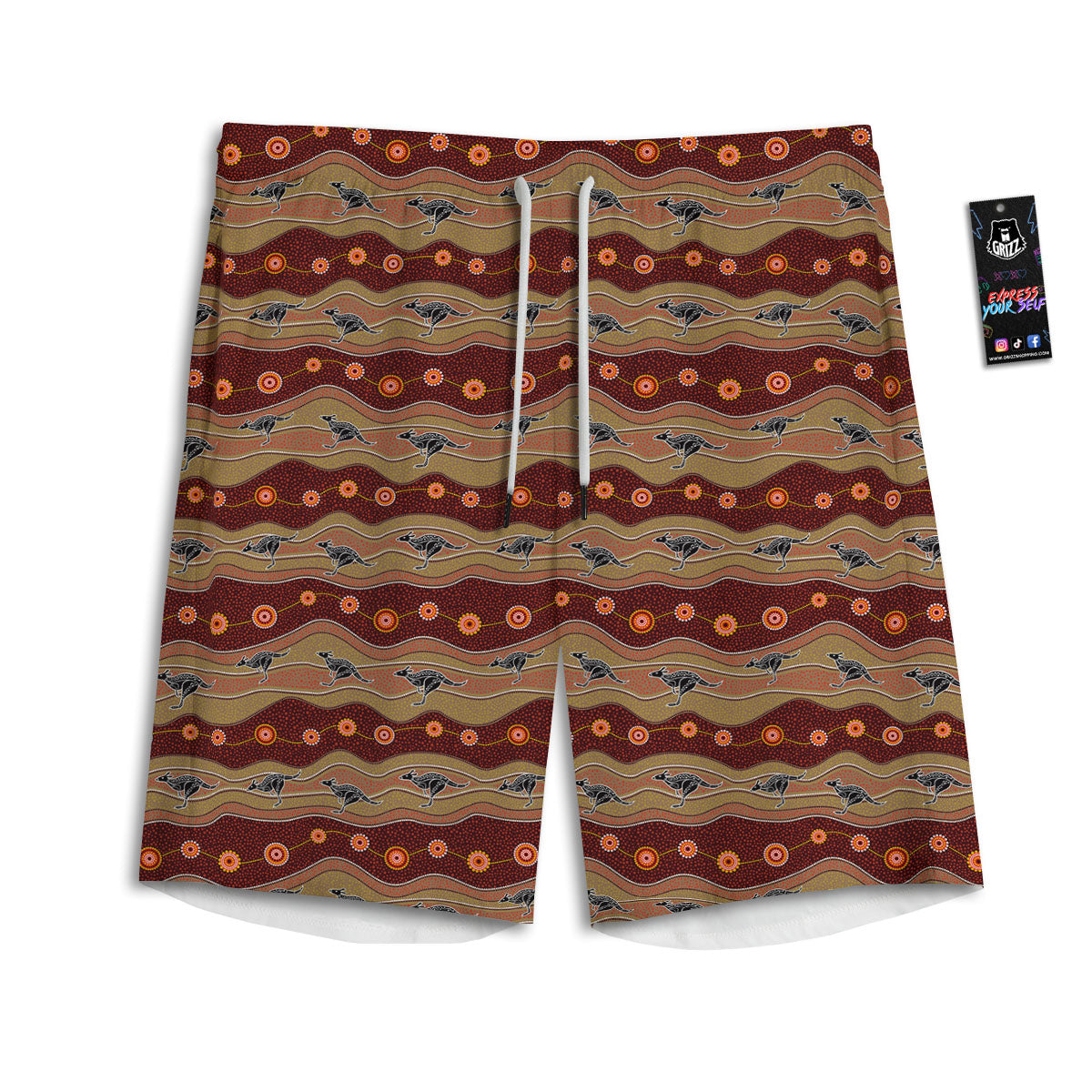 Aboriginal Australian Kangaroo Print Men's Athletic Shorts