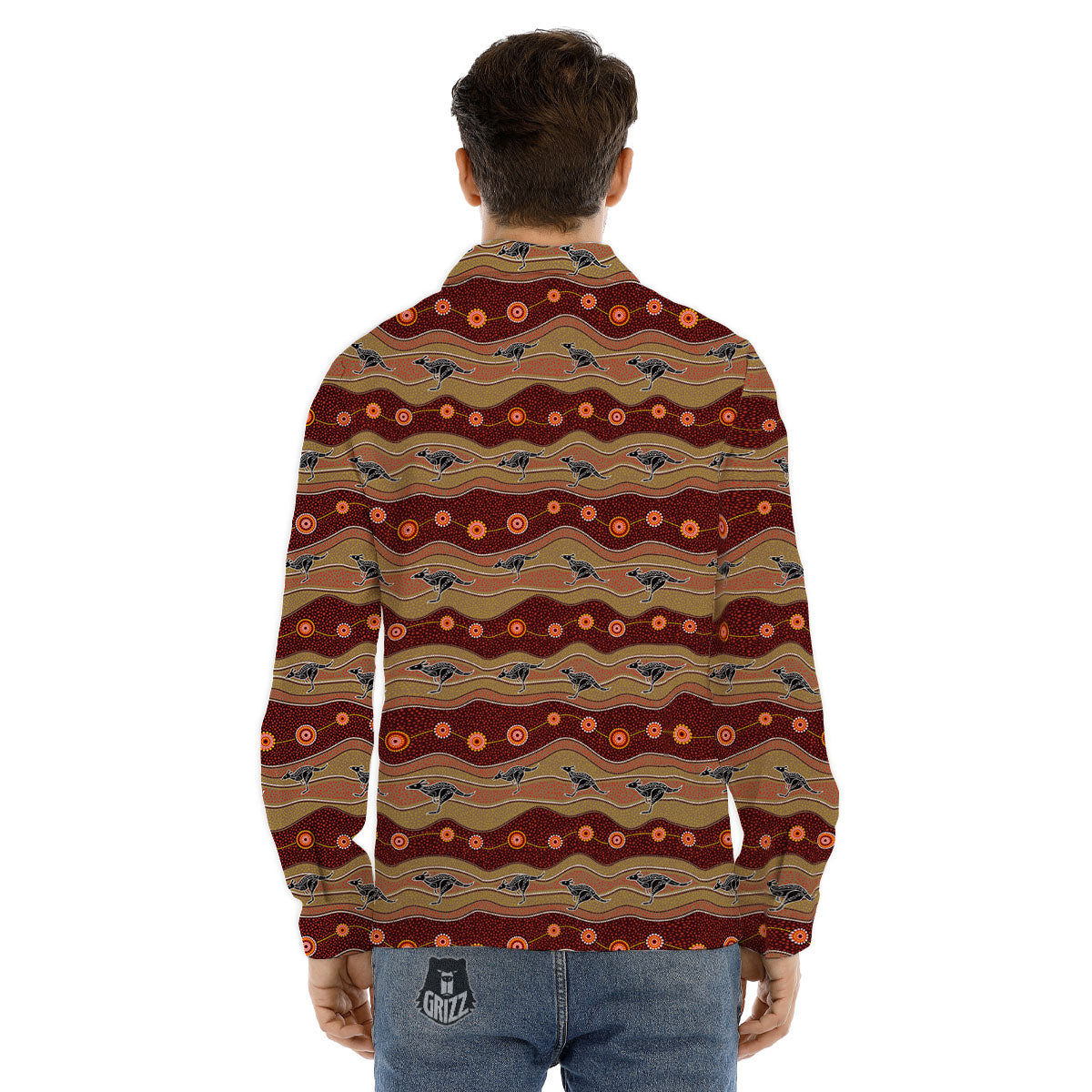 Aboriginal Australian Kangaroo Print Men's Dress Shirts-grizzshop