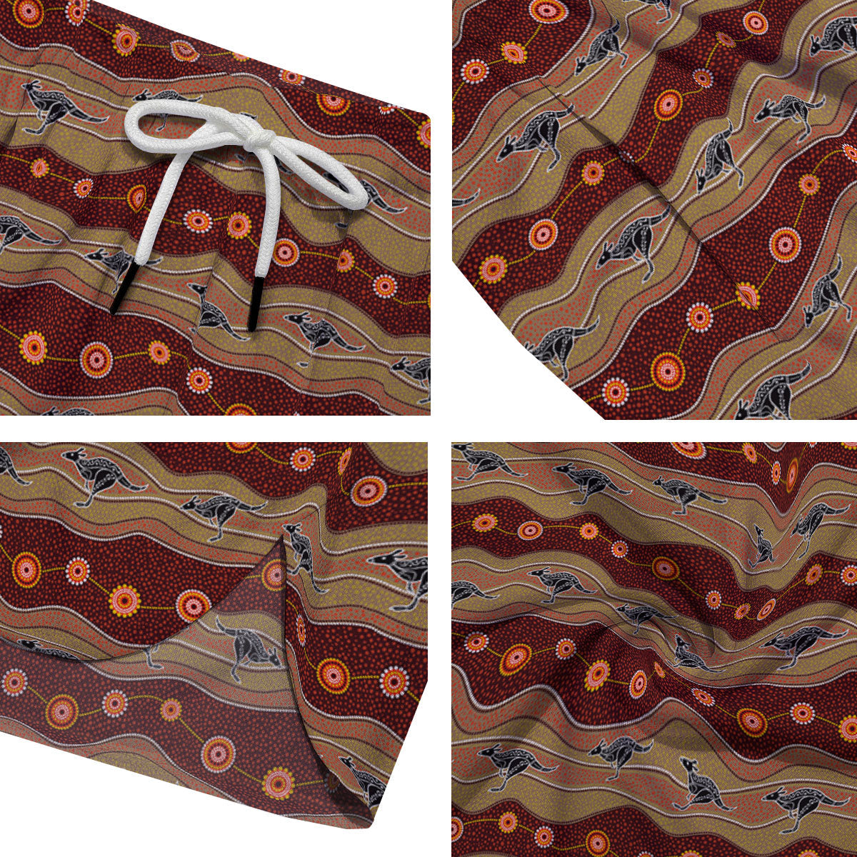 Aboriginal Australian Kangaroo Print Men's Running Shorts-grizzshop