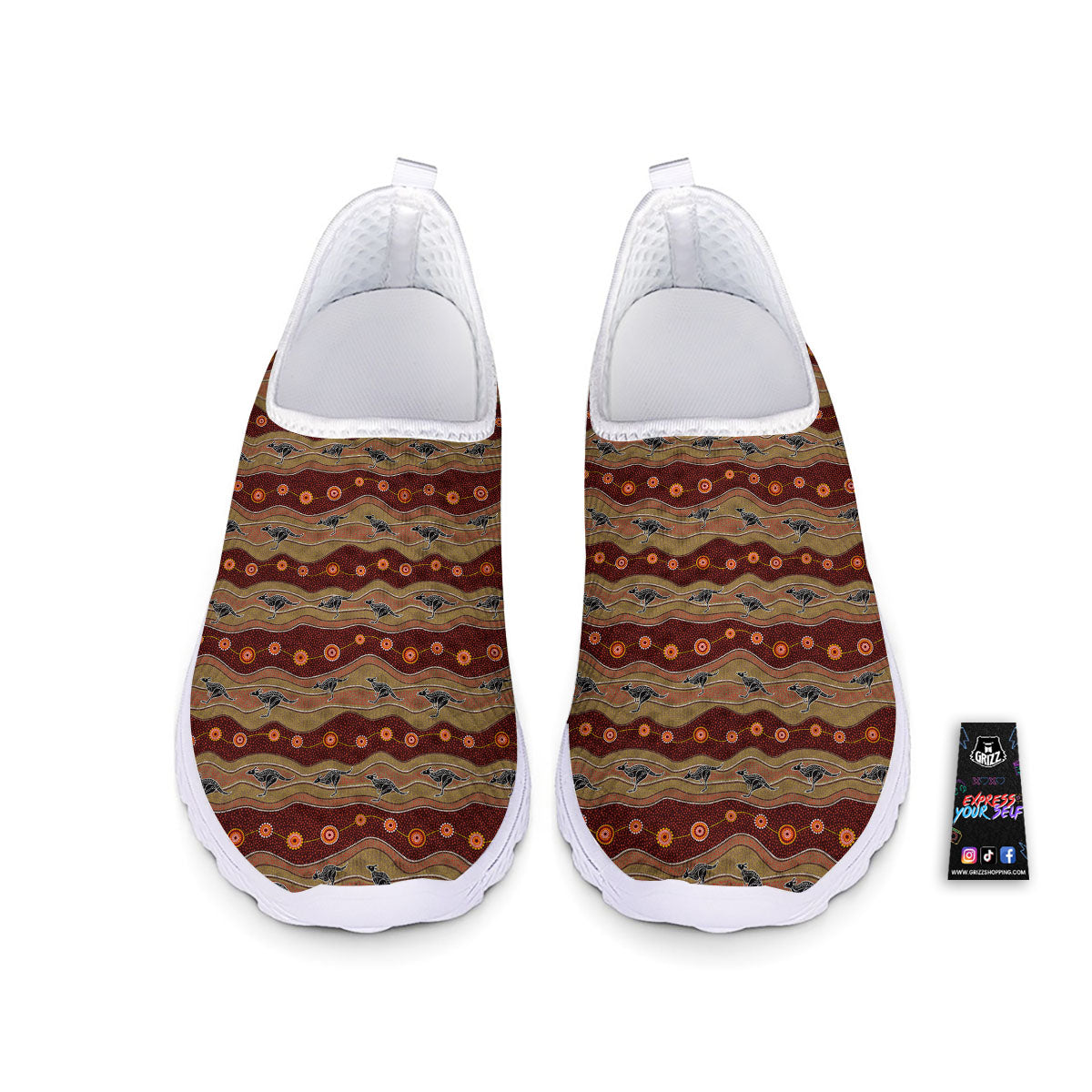 Aboriginal Australian Kangaroo Print Nurse Shoes-grizzshop